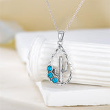 Sterling Silver Turquoise Cactus Pendant Necklace