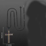 14K Gold Plated Wooden Cross Necklace Jewelry Gift for Him