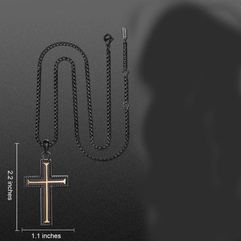 14K Gold Plated Wooden Cross Necklace Jewelry Gift for Him