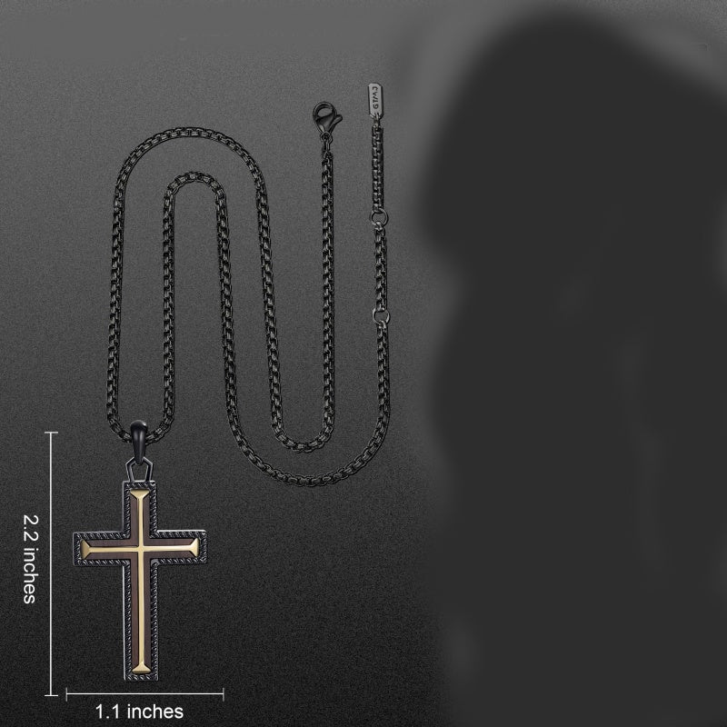14K Gold Plated Wooden Cross Necklace Jewelry Gift for Him