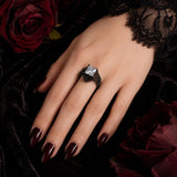 Sterling Silver 10K 14K 18K Gold Moissanite Gothic Black  Engagement Wedding Ring  for Women