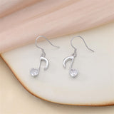 Sterling Silver  Music Note Dangle Earrings