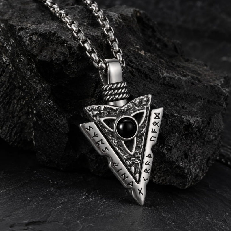 Malachite Turquoise Arrow Pendant Necklace for Men