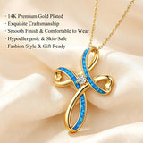 14K Gold Plated Faith Cross Pendant Necklace Religious Gifts for Women
