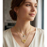 14K Gold Birthstone Birth Flower  Pendant Necklace Birthday Jewelry Gifts for Women