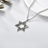 Sterling Silver Star of David Pendant Necklace for Men