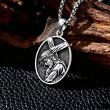 Sterling Silver Praying Hands Angel Sword Wing Cross Pendant Necklace Religious Gifts for Men