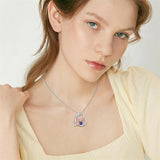 Sterling Silver Birthstone Teddy Bear Pendant Necklace