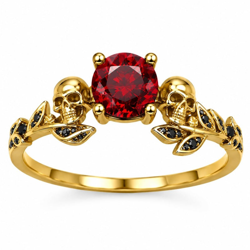 Sterling Silver 10K 14K 18K Gold Personalized Gothic Skull Ring Exquisite Spooky Jewelry for Halloween Lovers