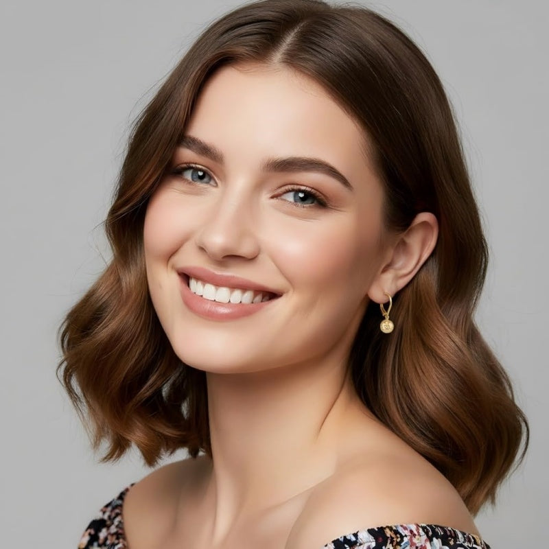14K Gold Plated Ball Leverback Earring for Women