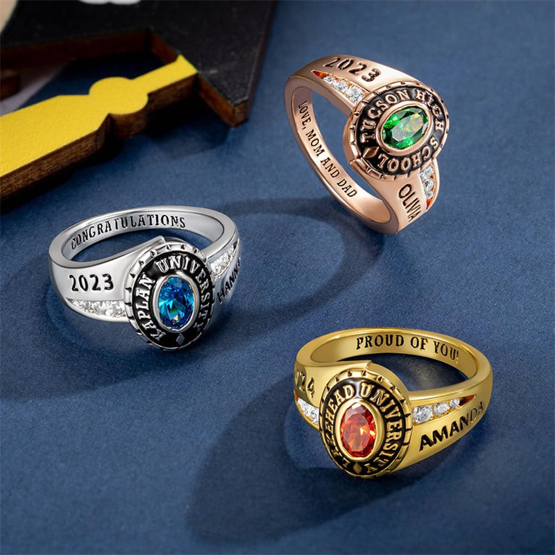 Copper Personalized Birthstone Engraved 2026 Class Ring High School College University Graduation Gift