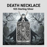 Sterling Silver Tarot Card Pendant  Necklace for Men Gothic Amulet Jewelry