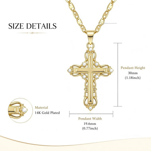 Minimalist Cross Pendant Necklace 14K Gold Plated for Women Faith Jewelry Religious Gifts