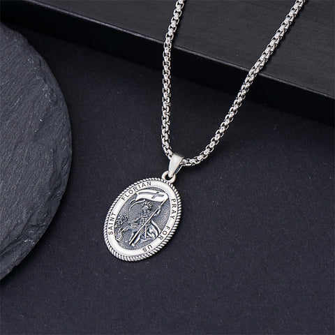 Sterling Silver Saint Joseph St Michael Saint Peter Saint Christopher Religious Pendant Necklace