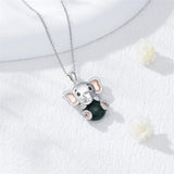 Sterling Silver Moss Agate Hippo Koala Elephant Teddy Bear Pendant Necklace