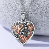 Sterling Silver Butterfly Heart Shaped Locket Pendant Necklace That Holds Pictures