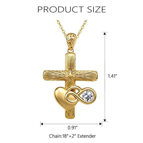 14K Gold Plated Cubic Zirconia Infinity Heart Pendant Necklace for Women