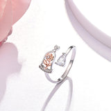 Beauty and the Beast Rose Ring Birthstone Rings for Women925  Silver Adjustable Rose Rings Jewelry Gifts for Women