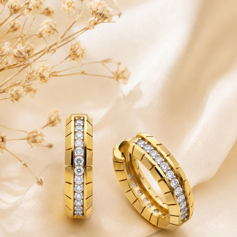 14K Gold Plated Hoop Earrings Jewelry Gift for Birthday Anniversary Mother's Day