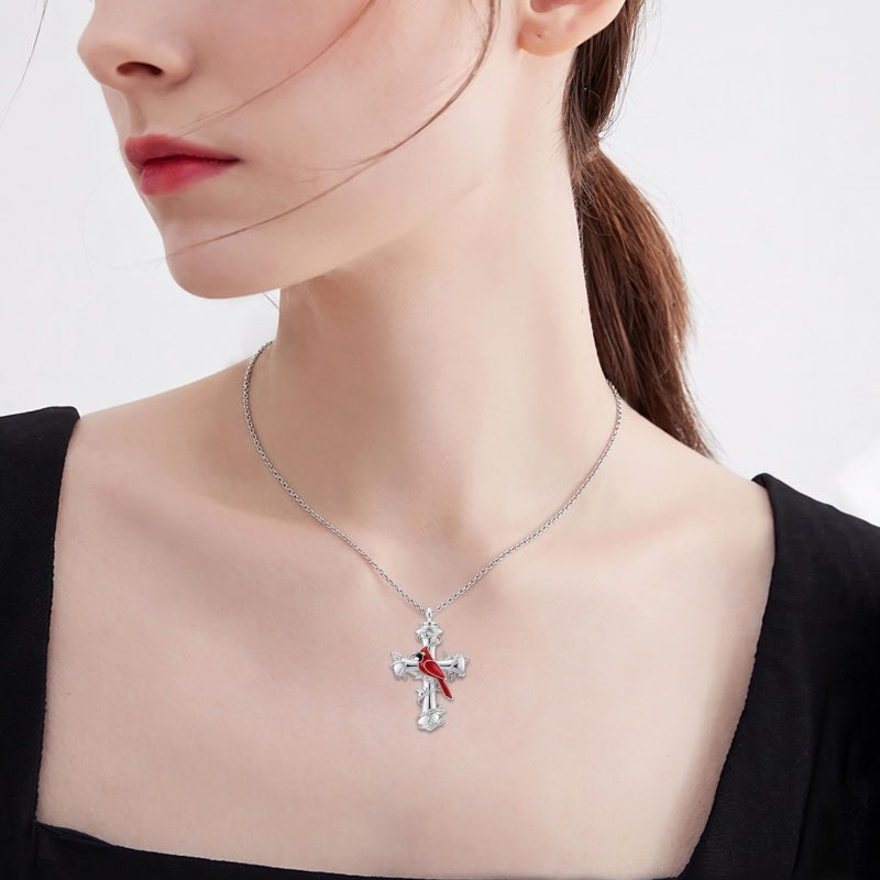 Sterling Silver Cross Hummingbird Cardinal  Rose Sunflower Urn  Necklace for Ashes Cremation Jewelry