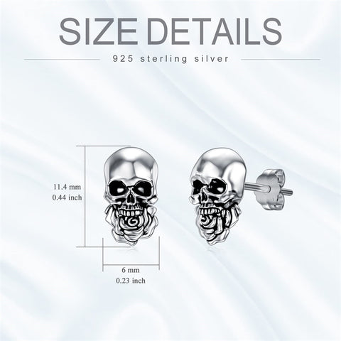 Silver Skull Earrings Stud Earrings