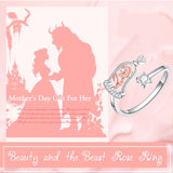 Beauty and the Beast Rose Ring Birthstone Rings for Women925  Silver Adjustable Rose Rings Jewelry Gifts for Women