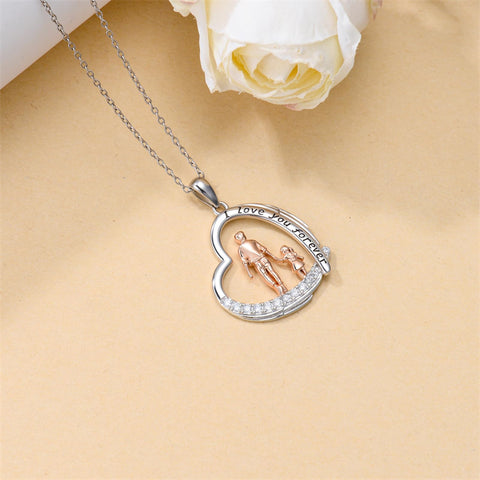 Sterling Silver Mother Daughter Father Daughter Sister Pendant Necklace Family Jewelry for Christmas Mother's Day