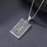 Sterling Silver Tarot Card 12 Zodiac Sign Pendant Necklace