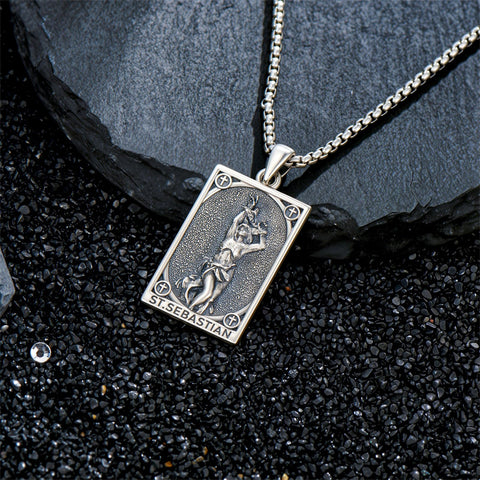 Sterling Silver Saint Anthony Saint Jude Saint Christopher   Saint Michael Amulet Religious Pendant Necklace
