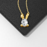 14K Yellow Gold 2CT Moissanite Rabbit Pendant Necklace