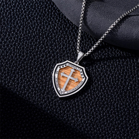Sterling Silver Wooden Cross Pendant Necklace