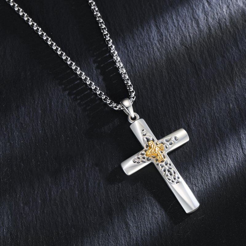 14K Gold Plated Cross Pendant Necklace Protection Jewelry Religious Gift