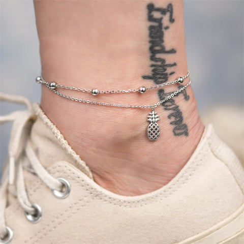 Sterling Silver Multi-layered Animal Anklet