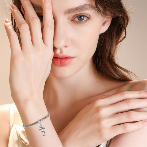 Sterling Silver Cubic Zirconia Music Charm Bead