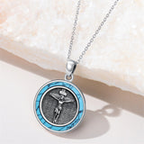 Sterling Silver Crown of Thorns Jesus St Benedict St Michael Pendant Necklace