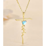 Cross Faith Heart 14K Gold Plated  Birthstone Necklaces for Women