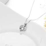 18K Gold Cubic Zirconia Double Love Heart Pendant Necklace