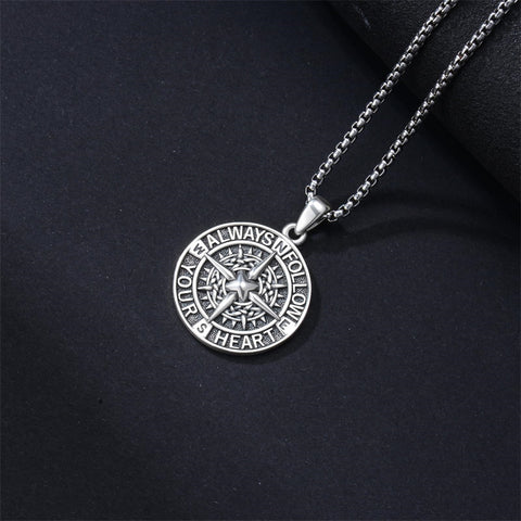 Sterling Silver Compass Pendant Necklace Graduation Jewelry Gift