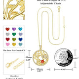 14K Gold Plated Birthstone Tree of Life Mother Child Necklace for Women