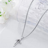 Sterling Silver 100 Languages Personalized Photo Cross Pendant Necklace