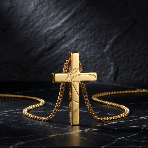 14K Gold Plated Soccer Football Basketball Baseball Cross  with Bible Verses Religious Pendant Necklace for Men