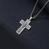 Sterling Silver Wooden Lion Orthodox Sword Wolf Cross Pendant Necklace