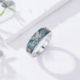 Sterling Silver Turquoise Butterfly Lotus Pet Paw Ring for Women