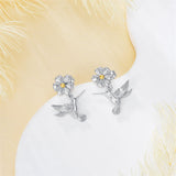 925 Sterling Silver Hypoallergenic Hummingbird  Stud Earrings