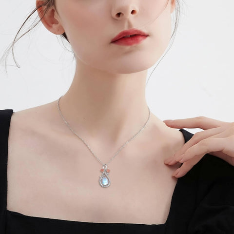 Sterling Silver Teardrop Gemstone Rose Butterfly Infinity Heart Necklace for Women