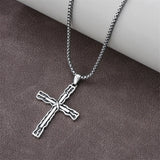 Sterling Silver Cross Religious Necklace for Men