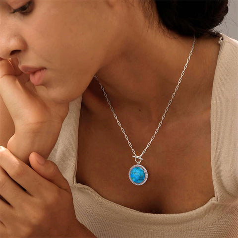 Sterling SilverTurquoise Red Coral Lapis Lazuli Malachite Paperclip Chain Necklace