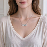 Sterling Silver Turquoise & Zirconia Infinity  111 222 333 444 777 Angel Number Pendant Necklace for Women