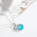 14K Gold Turquoise Larimar Labradorite Moss Agate Blue Sandstone  Cat Pendant Necklace