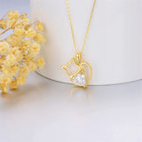 14K Yellow Gold 1.5CT Moissanite Cat Pendant Necklace